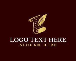 Scroll - Feather Quill Scroll logo design