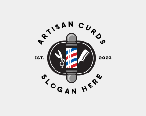 Scissors Comb Barbershop logo design