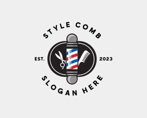 Scissors Comb Barbershop logo design