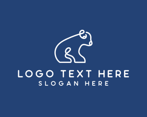Monoline - Abstract Polar Bear Cub logo design