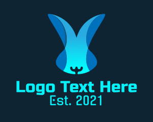 Minimalist - Blue Tech Bunny logo design