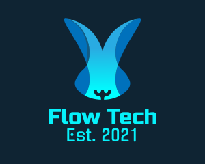 Blue Tech Bunny logo design