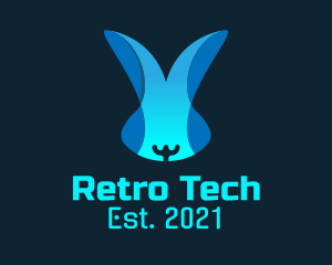 Blue Tech Bunny logo design