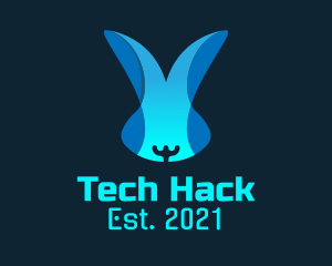 Blue Tech Bunny logo design