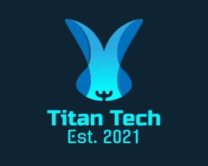 Blue Tech Bunny logo design