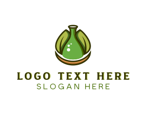 Potion - Biotechnology Flask Leaf logo design