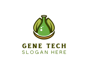 Biotechnology Flask Leaf logo design