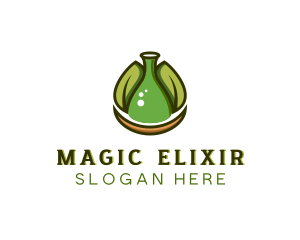 Potion - Biotechnology Flask Leaf logo design