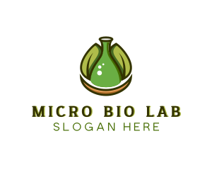 Biotechnology Flask Leaf logo design