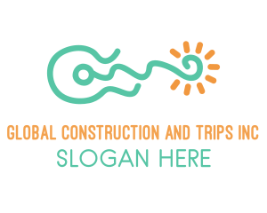 Travel - Sun Guitar Instrument logo design