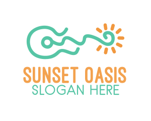 Sun Guitar Instrument logo design