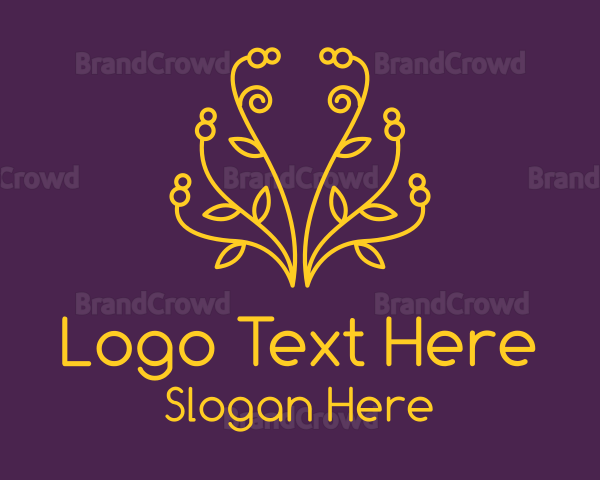 Golden Elegant Plant Logo