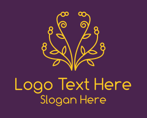 Minimal - Golden Elegant Plant logo design