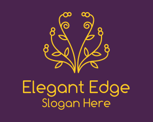 Sophistication - Golden Elegant Plant logo design
