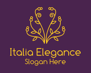 Golden Elegant Plant logo design