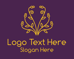 Golden Elegant Plant Logo