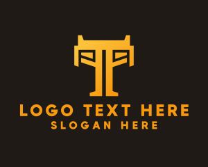 Bulldozer - Construction Equipment Letter T logo design