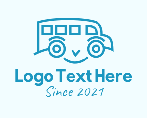 Automobile - Blue Happy Bus logo design