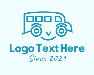 Bus - Blue Happy Bus logo design