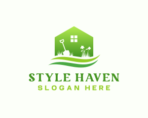 House Shovel Garden Landscaping Logo