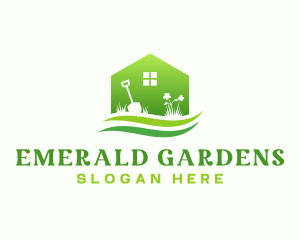 House Shovel Garden Landscaping logo design