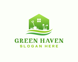 House Shovel Garden Landscaping logo design