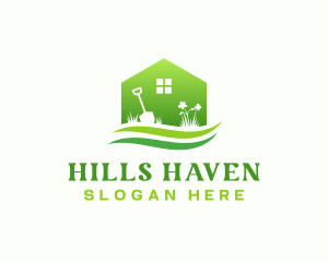 House Shovel Garden Landscaping logo design