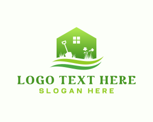 Plant - House Shovel Garden Landscaping logo design