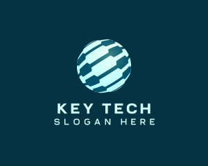 Circuit Tech Sphere Globe logo design