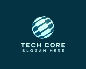 Circuit Tech Sphere Globe logo design