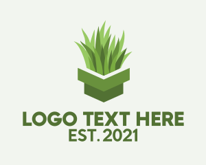 Three Dimension - 3D Grass Pot logo design