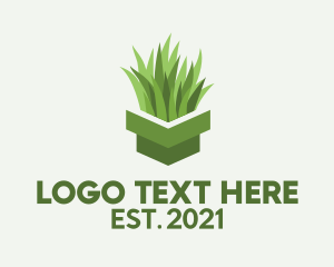 3d - 3D Grass Pot logo design