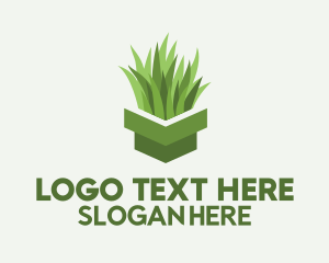 3D Grass Pot Logo