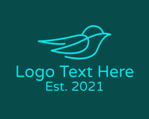 Teal - Monoline Finch Bird logo design