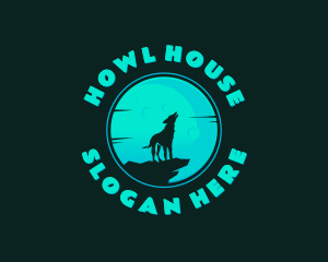 Howl - Wolf Howl Moon logo design