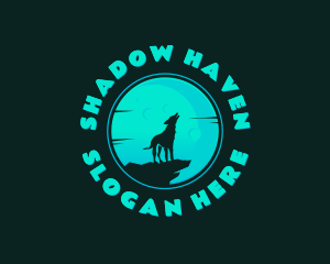 Dark - Wolf Howl Moon logo design