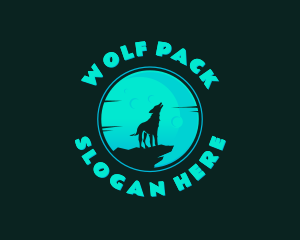 Wolf - Wolf Howl Moon logo design