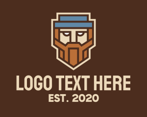 Skater Boy - Geometric Beard Man logo design