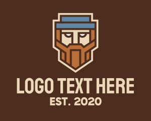 Skater - Geometric Beard Man logo design
