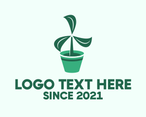 Windmill - Green Propeller Plant logo design