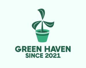 Green Propeller Plant  logo design