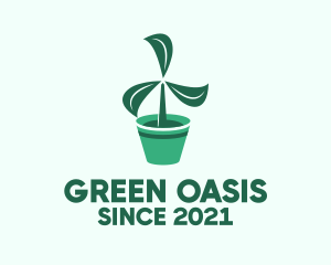 Green Propeller Plant  logo design