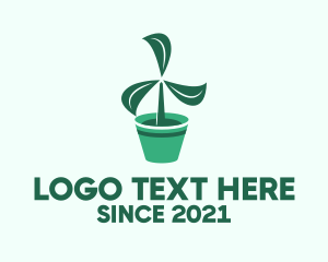 Pot - Green Propeller Plant logo design