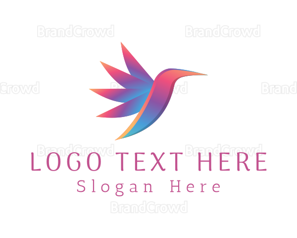 Gradient Flying Hummingbird Logo