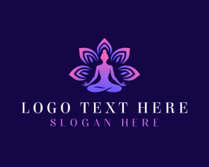 Stretching - Lotus Yoga Zen logo design