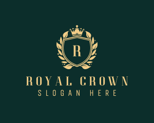 Crown Shield Wreath Crest logo design