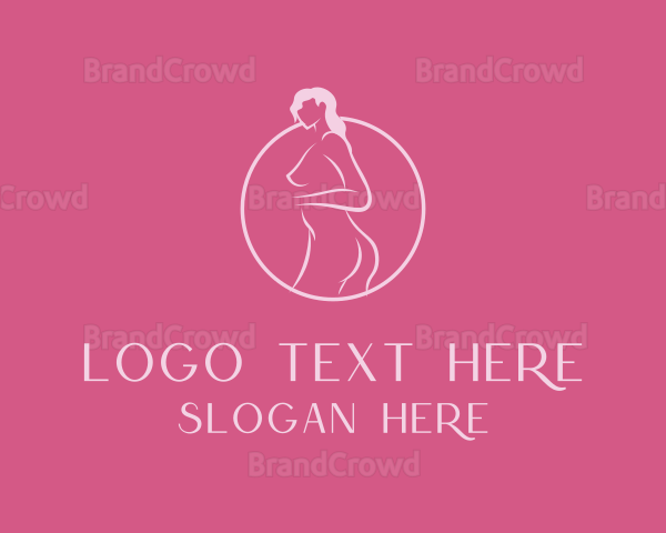Pink Sexy Nude Woman Logo