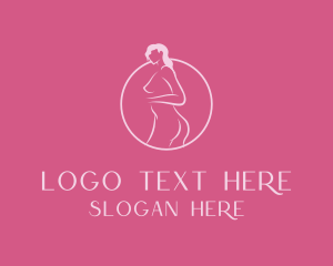 Alluring - Pink Sexy Nude Woman logo design
