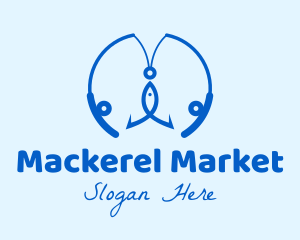 Mackerel - Blue Fishing Rod logo design