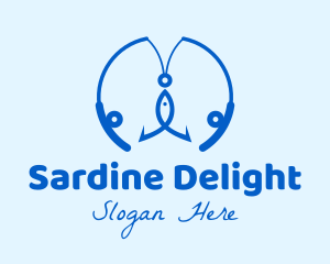 Sardine - Blue Fishing Rod logo design